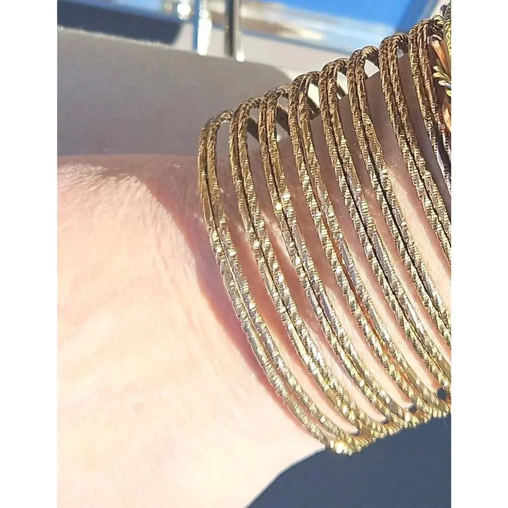 Coppery Gold Tone Multi-Wire Bangle Cuff Bracelet Upper Arm